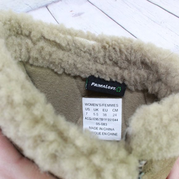 The North Face Tan Suede Side Zip Primaloft WP Winter Snow Boots Size 7 - Picture 7 of 9